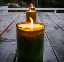 Load image into Gallery viewer, Eco-Friendly Soy Wax Candles - in Up-Cycled Wine Bottle
